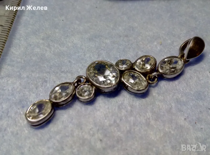 СКЪПОЦЕНЕН СРЕБЪРЕН ПЕНДАНТ РОДИРАНО СРЕБРО 925 с ЮВЕЛИРНО ФАСЕТИРАН МОЙСАНИТ ЧАСТ от КОМПЛЕКТ 38214, снимка 1