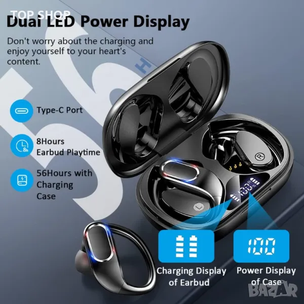 Rulafiss Q28 Безжичи слушалки, спортни Bluetooth 5.3, снимка 1