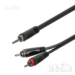 Кабел прав жак 3.5mm - 2RCA  1м ROXTONE, снимка 1