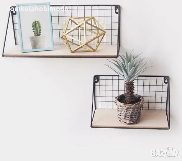 Декоративни метал и дърво рафтове 2 размера,36x14x12 см - 26x14x12 см, снимка 1