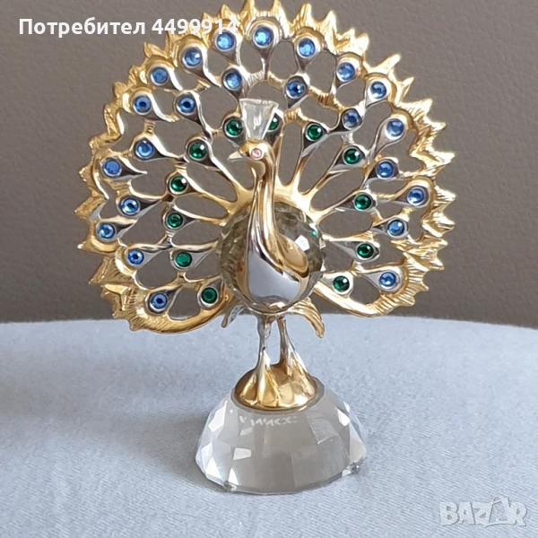 Паун от кристално стъкло, снимка 1