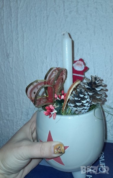 Свещници в керамична кашпа, снимка 1