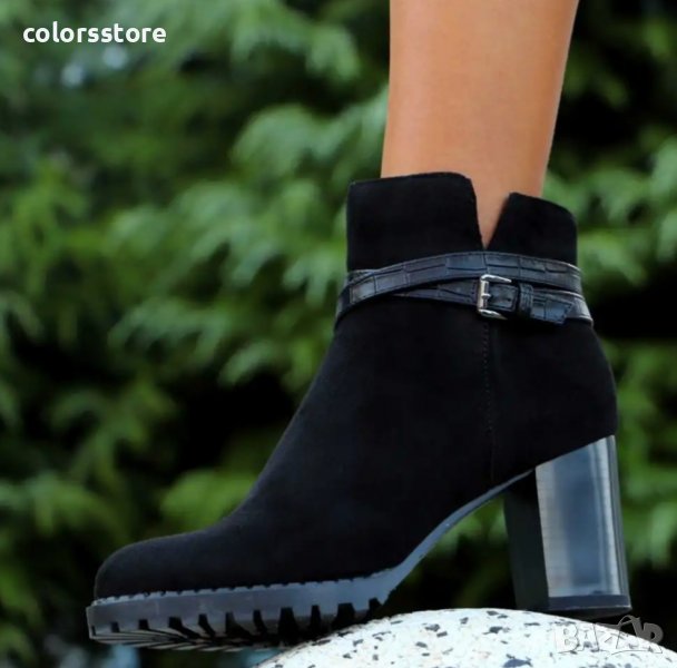 Боти на ток - черни - B1317, снимка 1