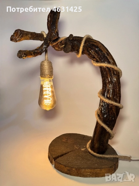 Ръчно изработена настолна рустик лампа, снимка 1