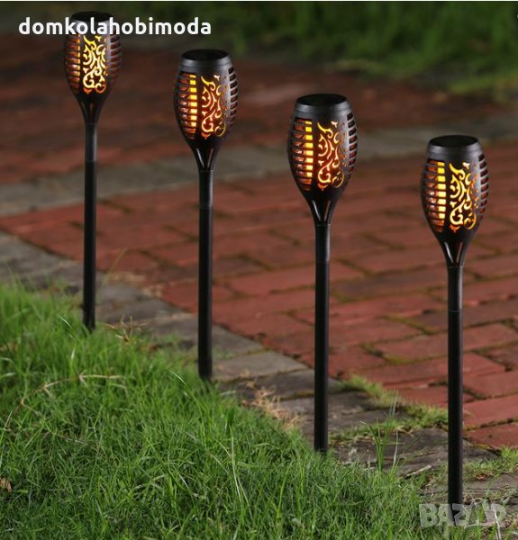 Соларна лампа с светлина тип пламък 50 см, снимка 1