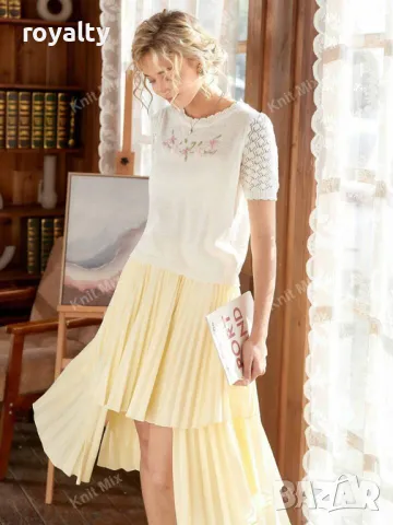 Блуза във френски стил с флорална бродерия 🍋, снимка 6 - Блузи с дълъг ръкав и пуловери - 49206084