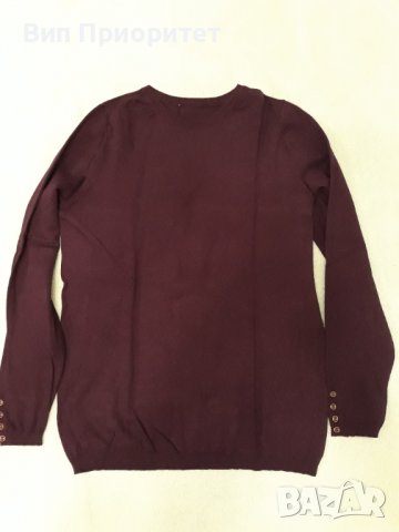 Тъмно лилава фино плетиво блуза по врата с дълъг ръкав, много приятна и мека материя, снимка 2 - Блузи с дълъг ръкав и пуловери - 37455773