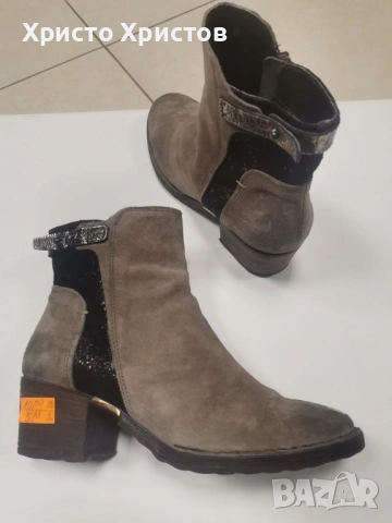 Дамски велурени боти KHRIO Размер 37 / Стелка 23 см, снимка 2 - Дамски боти - 53021829