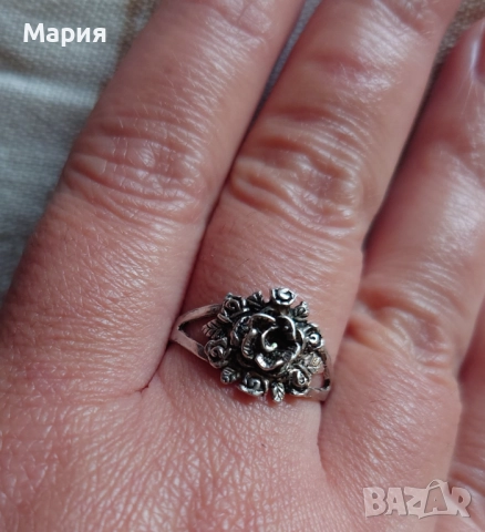 Сребърен пръстен с рози, снимка 6 - Пръстени - 52212364