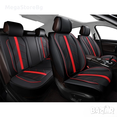 Кожена Тапицерия за МПС 1171 - 5 БР/К-Т Черно / Червено, снимка 2 - Аксесоари и консумативи - 51971065