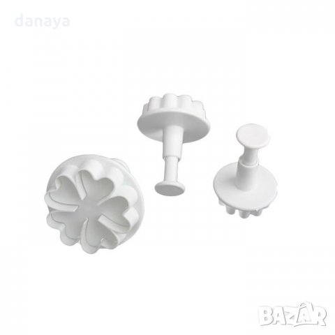 1296 Форми за сладки с бутало Цвете резци за фондан комплект от 3 броя, снимка 9 - Форми - 27619241