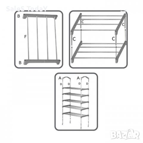 Етажерка за обувки с 5 рафта, Рафт, Органайзер, Шкаф за обувки, 58*26*102см, снимка 3 - Шкафове - 39586972