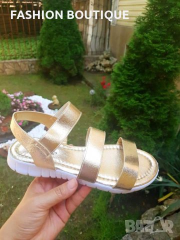 Дамски, летни сандали 36/41 в златисто, снимка 1