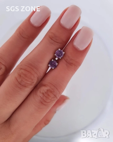 Сребърни обеци с топаз, гранат, аметист, перидот, цитрин и други естествени камъни, снимка 7 - Обеци - 52277792