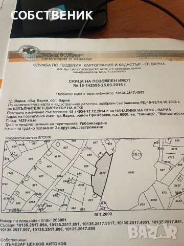 УПИ от 1439кв.м.в м.Манастирски рид,Варна-от Собственик!, снимка 3 - Парцели - 53153547