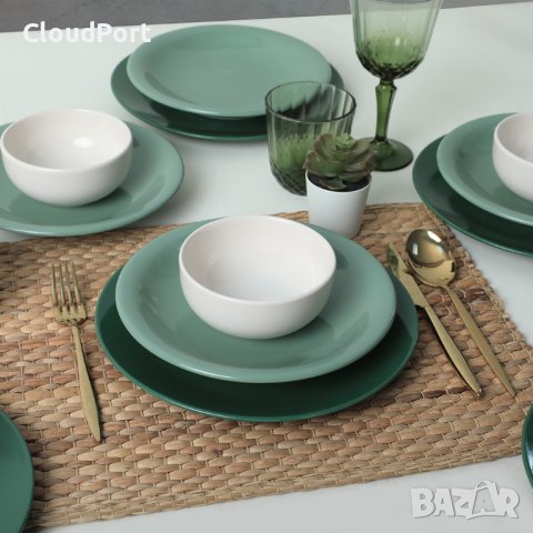 ПЪЛЕН СЕРВИЗ ЗА МАСА, KERAMIKA, 18 ЧАСТИ, КЕРАМИКА, GREEN MIX, снимка 2 - Сервизи - 43582885