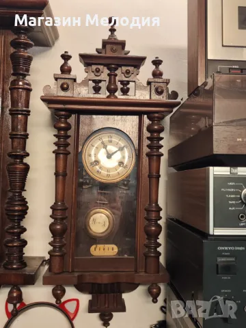 🕒 Немски стенен античен часовник Junghans на около 100г. Напълно автентичен. Профилактиран, готов з, снимка 2 - Стенни часовници - 50092630