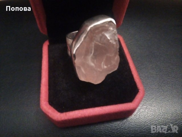 Уникати!!Огромен авторски  сребърен пръстен 26 грама с друза  розов кварц , снимка 10 - Пръстени - 32331739