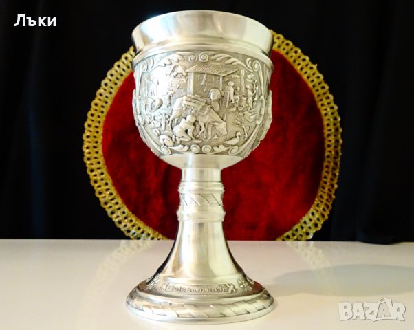 Калаен бокал за вино,битови селски картини. , снимка 7 - Антикварни и старинни предмети - 37054355