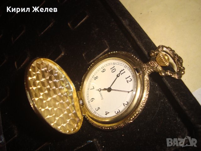 ВИНТИДЖ КВАРЦОВ ДЖОБЕН ЧАСОВНИК с ОРНАМЕНТИРАН КАПАК - ПОСЕЙДОН ПОЗЛАТЕН 22067, снимка 3 - Джобни - 32904992