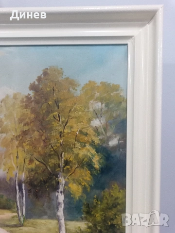 Стара маслена картина "Пейзаж с брези" – 78х59 см | Подписана, снимка 15 - Картини - 53438530