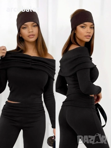 Дамски комплект от две части с отворени рамене, 5цвята , снимка 6 - Комплекти - 52674586