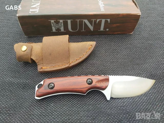 Ловен нож Benchmade HUNT малък с кожена кания, снимка 2 - Ножове - 50246576