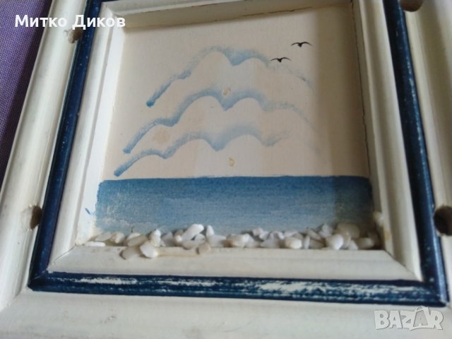 Картина морски пейзаж за закачане на стена малка ръчно направена, снимка 3 - Декорация за дома - 44050393