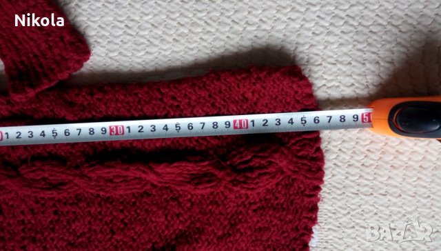 Плетен детски пуловер с дължина 46см за момиченце винено червен, снимка 9 - Детски пуловери и жилетки - 28682434