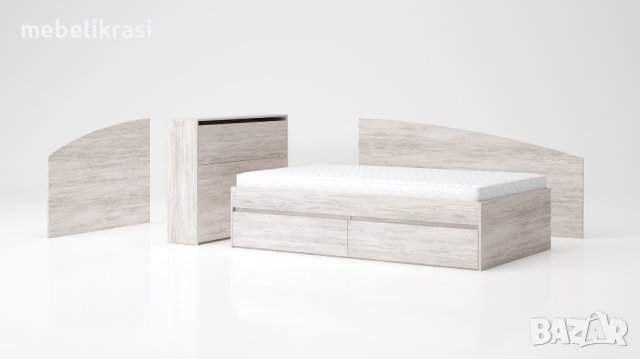 Легло Лео 120 с матрак 120/200 см, две чекмеджета, дъб вотан/антрацит, снимка 6 - Спални и легла - 43967054