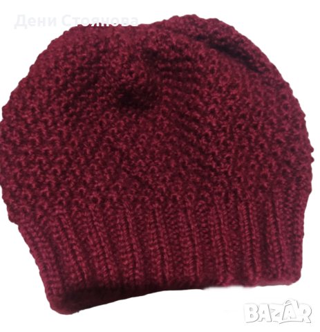Дамски ръчно плетен комплект  : шапка и шал, снимка 6 - Шапки - 43342615