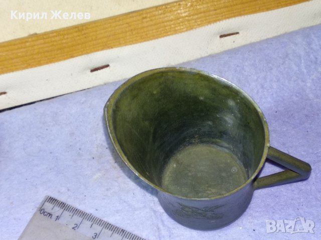 Стара РЯДКА КОЛЕКЦИОНЕРСКА ФЛОРАЛНО ОРНАМЕНТИРАНА ЦИНКОВА ДЕКОРАТИВНА КАНИЧКА / ЧАШКА 42805, снимка 2 - Колекции - 43828028