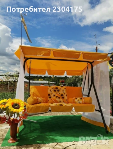 Сезонно намаление:Комплект тапицерия за градинска люлка -сенник и седалка с облегалка мека част., снимка 3 - Градински мебели, декорация  - 51100754