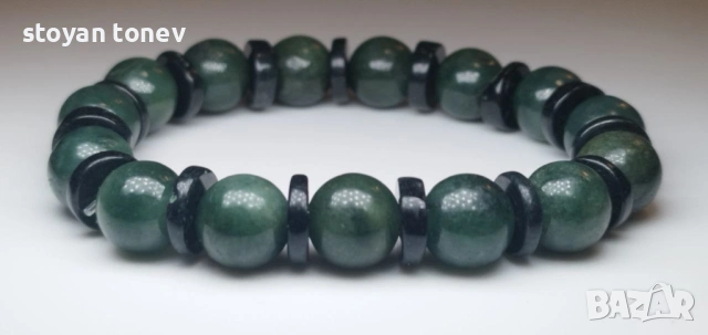 Унисекс гривна от средно зелен джейд с произход Бирма! Нова!, снимка 2 - Други - 53408374