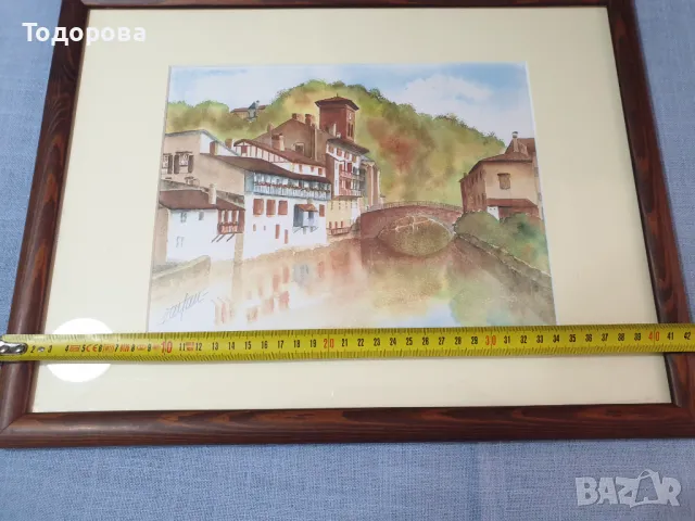Стар авторски акварел, снимка 5 - Картини - 48556354
