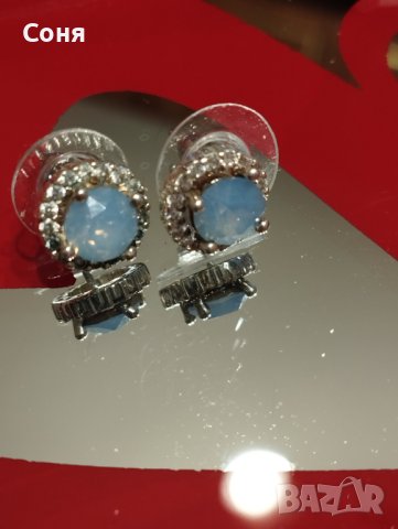 Обеци, обици с лунен камък и цирконий, снимка 10 - Обеци - 43492607