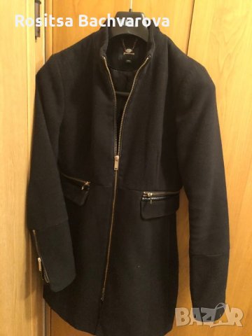 Черно палто Stradivarius, XS размер, снимка 5 - Палта, манта - 27770166