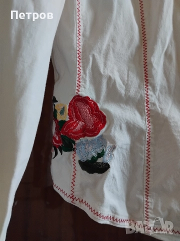 Бяла дамска риза с бродерия , снимка 3 - Ризи - 52790433