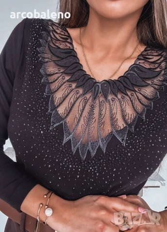 Дамска блуза с впечатляващо деколте и дълги ръкави , снимка 8 - Блузи с дълъг ръкав и пуловери - 52417142