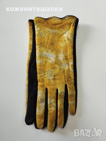 28 Дамски ръкавици кашмир в модерно жълт цвят , снимка 3 - Ръкавици - 43316984