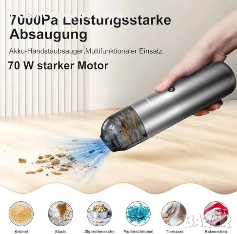 Ръчна прахосмукачка Chuboor, мини прахосмукачка Мощна, снимка 3 - Прахосмукачки - 48850743