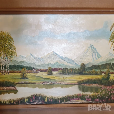 Стара картина масло/платно,подписана, снимка 8 - Картини - 50549680