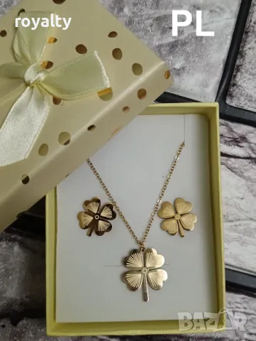 Подаръчен комплект четирилистна детелина позлатено, снимка 5 - Подаръци за жени - 49235271