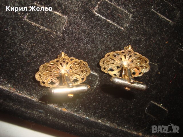 СТАРИННИ ФИЛИГРАННИ БРОНЗОВИ ПОЗЛАТЕНИ БУТОНЕЛИ с ЯСПИС и ГРАНАТ МАЙСТОРСКИ 19855, снимка 12 - Антикварни и старинни предмети - 32523023