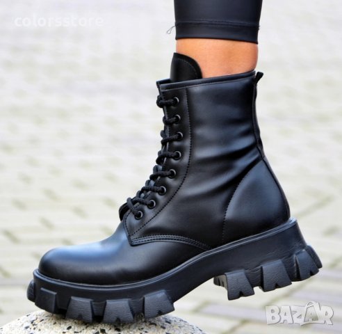 Равни боти - черна кожа - B0912