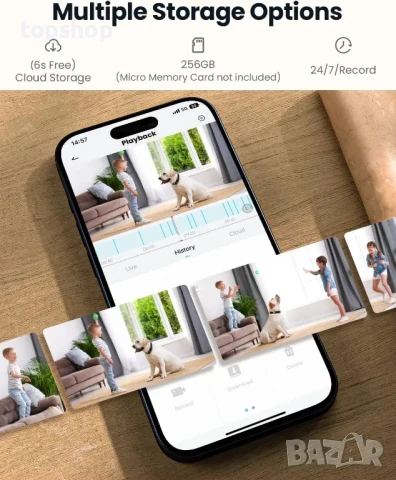 Бебефон ieGeek 5MP вътрешна камера, 5G/2.4G WiFi камера за видеонаблюдение с приложение за телефон,, снимка 2 - Бебефони - 50511254