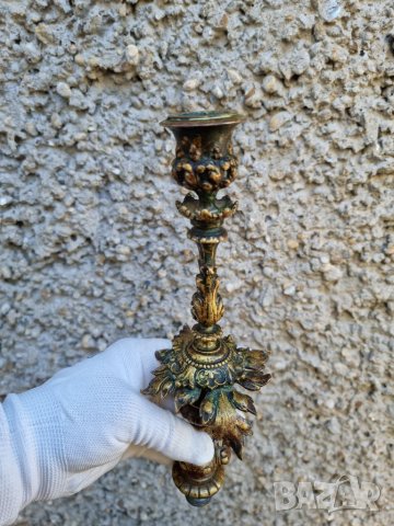 Старинна Бронзова Част От Свещник Англия- "1900г", снимка 6 - Колекции - 40007760