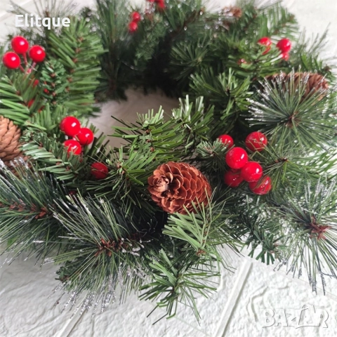 Голям коледен венец за декорация, 45 см.  , снимка 5 - Декорация за дома - 52904035