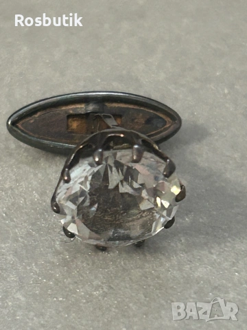 Антикварни редки Съветски сребърни ръкавели с планински кристал , снимка 10 - Антикварни и старинни предмети - 53430509