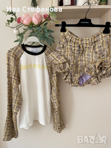 букле  елегантен оригинален сет комплект от две части блуза и къси панталони къдрици Natasha Zinko, снимка 7 - Костюми - 44922473